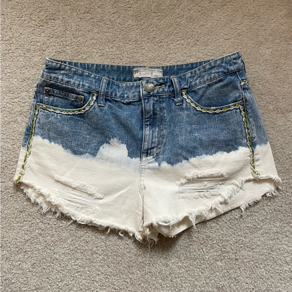 Free People Jean shorts dip dyed